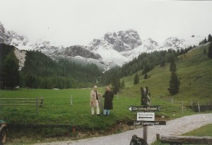 Filzmoos R2(on right) and cousin use the "awesome" view of the Alps from outside Filzmoos, Austria as a backdrop.